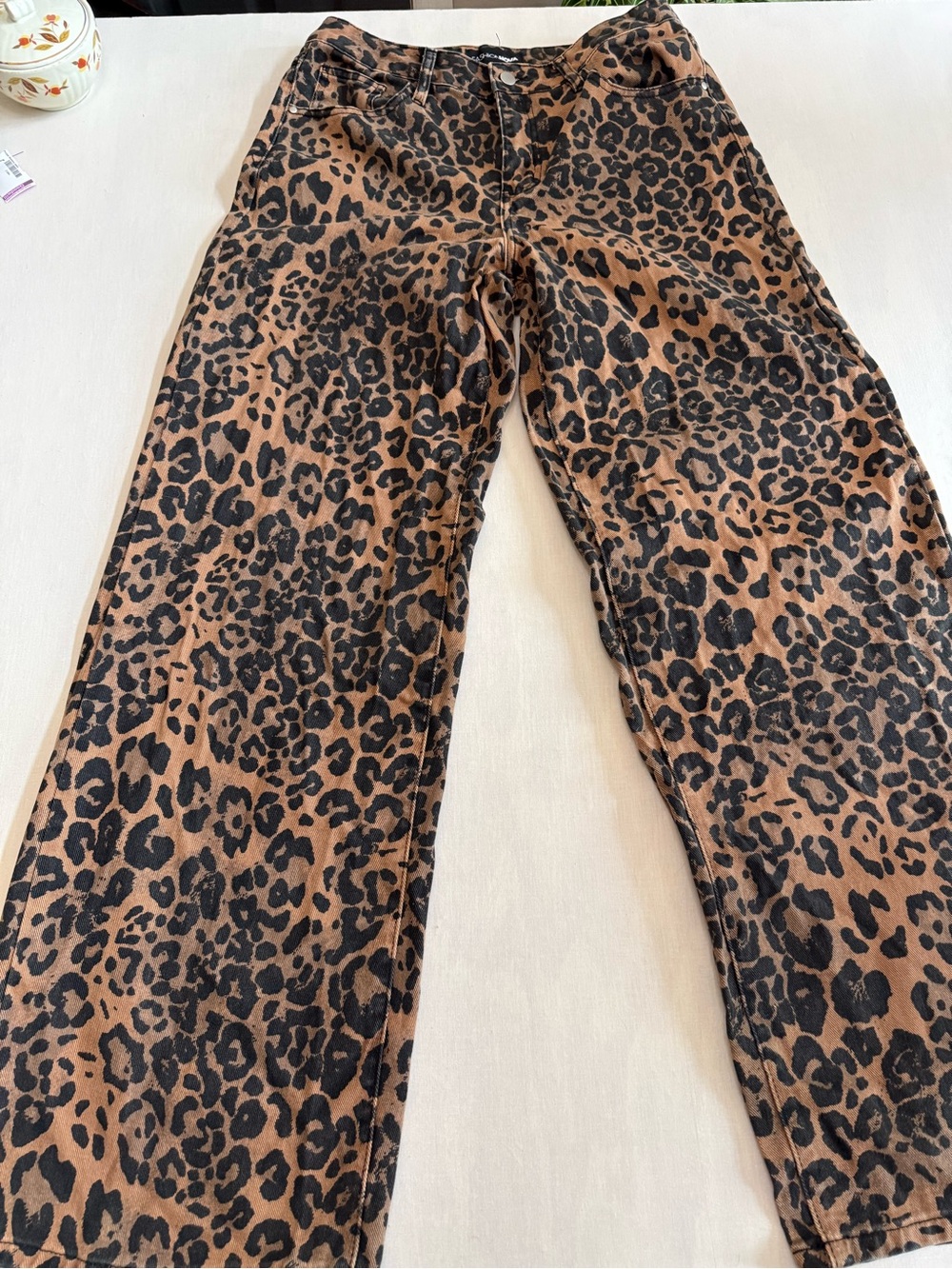 Fashion Nova Y2K Wide Leg Grunge Leopard Print Jeans Sz 9